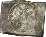 Johann Georg of Brandenburg. Uniface Thaler Klippe of 80 Kreutzers, 1593. EuL 448. From Gorny & Mosch Auction 183 (2009), 5211.