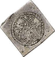 Johann Georg of Brandenburg. Uniface Half-Thaler Klippe of 40 Kreutzers. EuL 449. From Gorny & Mosch Auction 183 (2009), 5208.