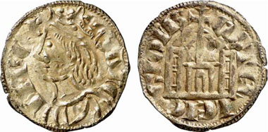 Sancho IV. of Castille and Leon, 1284-1295. Cornado, Coruña. Bust of the King l. Rv. Fort Castle between Star and Shell. From Künker Auction 137 (2008), 3435.