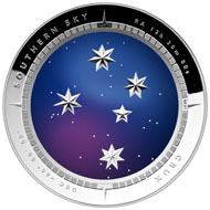 The 2012 $5 Southern Sky: The Crux Silver Proof Colour Printed Domed coin.
