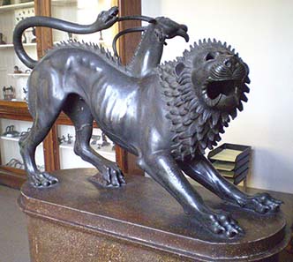 The most beautiful statue of Chimaira ? the ?Chimaira of Arezzo? ? is found in the archaeological Museum of Florence. Photo: Lucarelli / Wikipedia.