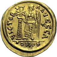 Solidus of Theodoric in the name of the Eastern Roman Emperor Anastasius, minted in Rome. The valuable piece will be up for auction during Künker's auction week in Osnabrück between October 8th-12th.