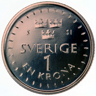 Sweden's new 1-, 2- and 5-kron coins.