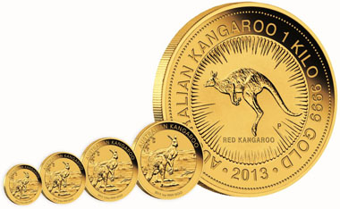 Australia / 999 gold / Denominations: 15 AUD / 1/10oz / 3.111 g / 16.60 mm / Mintage: 200,000 // 25 AUD / 1/4oz / 7.777 g / 20.60 mm / Mintage: 150,000 // 50 AUD / 1/2oz / 15.554 g / 25.60 mm / Mintage: 100,000 // 100 AUD / 1oz / 31.112 g / 32.60 mm / Mintage: 350,000 // 3,000 AUD / 1 kilo / 1,000.100 g / 75.60 mm / Mintage: Unlimited.