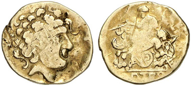 Celts. Helvetii. AV-1/4 stater, 2nd century BC. From Künker auction 204 (2012), 77.