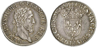 Henry II (1547-1559). Teston du moulin 1554, Paris. From Künker Auction 217 (2012), 2193.