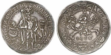 Sigismund the Wealthy (1446-1496). Guldiner 1486, Hall. From Künker Auction 201 (2012), 379.