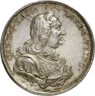 Silver medal undated (1714) from G. L. Scheff of the completion of the Wilhelmshöhe Palace and the waterworks on the Carlsberg at Kassel. Schütz 1519. From Künker auction 220 (October 30, 2012), 7614. Estimate: 2,000 EUR.