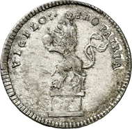 Charles I 1/8 reichsthaler 1723, Kassel. Rv. The crowned Hessian lion stands on a pedestal assigned with an