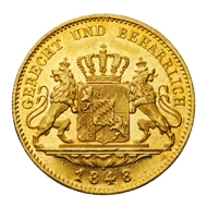 Lot 213. Bavaria, kingdom. Ludwig I (1825-1848). Ducat 1848. Near UNC. Only 1,470 coins struck. EUR 1,750.