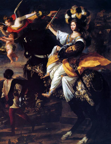 Christine Marie of France as Minerva. Oil painting by Charles Dauphin from around 1630. Source: Wikipedia.