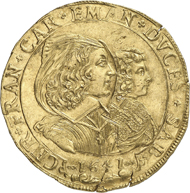 This spectacular 10-écu piece comes up for auction at Numismatica Genevensis on November 28, 2012. Its opening price is 150,000 francs.