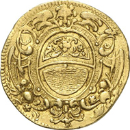 No. 3555: ULM. Ducat, undated (1647). Fr. cf. 3480. Extreme rare. Very fine. Estimate: 15,000 EUR. Final Price: 27,600 EUR.
