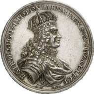 No. 4185: POLAND. Frederick August I of Saxony (Augustus II), 1697-1733. Medal 1699 by M. H. Omeis of the capture of the fortress of Kamieniec-Podolsk. Hutten-Cz. 2614. Very rare. Nearly extremely fine. Estimate: 4,000 EUR. Final Price: 8,050 EUR.