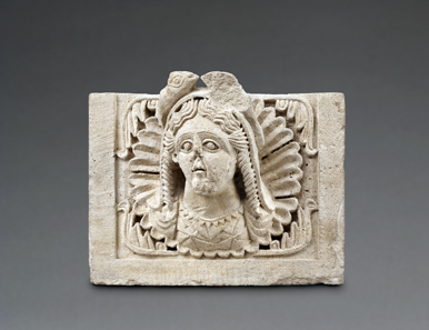 Building relief from the Nabataean temple of Khirbet et-Tannur: bust of a so-called fish-goddess, limestone, first century CE (Amman, Citadel Museum). Photo: Andreas Voegelin, Antikenmuseum Basel. Property of the Department of Antiquities, Jordan.