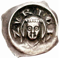 Zurich. Bracteate, around 1320. Bust of the abbess of the Fraumünster Abbey from the front. From coins and medals auction 35 (2011), 576.