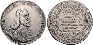 Ernst I the Pious, 1640-1675. Reichstaler 1675 in occasion of his death. From Emporium Hamburg auction 68 (2012), 1648.