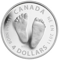 One of the awarded sets comprises this silver baby gift coin.