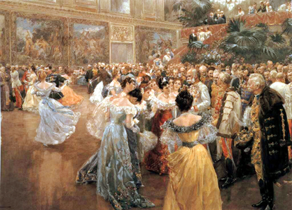 A ball at the imperial court in Vienna, by Wilhelm Gause, 1900. Historisches Museum der Stadt Wien. Source: Wikipedia.