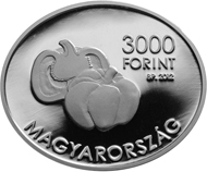 Hungary / 3,000 Forint / 925 silver / 12.5 g / 30 x 25 mm / Design: Fanni Vekony / Mintage: 2,000 (BU), 5,000 (Proof).