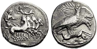 31: Acragas (Sicily). Tetradrachm, c.409-406. BMC 57. SNG Lloyd 818 (= Pozzi Coll. 388). Rare. Nearly extremely fine. Starting price: 3,600 euros. Hammer price: 13,000 euros.