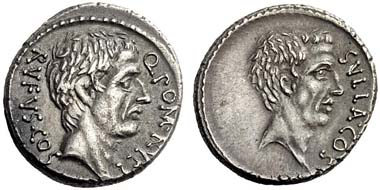 396: Q. Pomponius Rufus. Denarius, 54. Rv. Portrait of the dictator Sulla. Cr. 434/1. Extremely fine. Starting price: 600 euros. Hammer price: 5,200 euros.