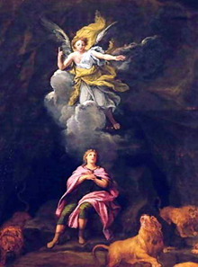 Daniel in the Lion's den visited by an angel (detail) by Francois Verdier, 1651-1730. Source: Wikipedia.