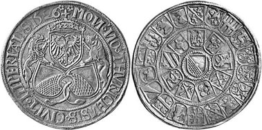 Zurich guldiner (so-called chalice thaler) 1526. Mint master Niklaus Sitkust (1526-1533). From auction LHS 95 (2005), 337.