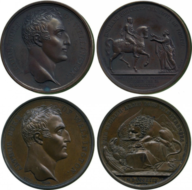 Medal to the invasion of Wellington in Pamplona, 1813, and medal to the Battle of the Pyrenees in the same year. From Baldwin auction 212 (2012), 303.