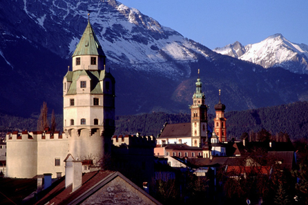 Hall in Tyrol, Mint Tower in the foreground. Photograph: Herbert Ortner / Wikipedia.