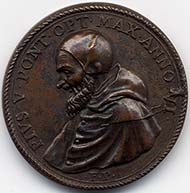 Pius V, 1566-1572. Bronze medal to the victory of Lepanto.