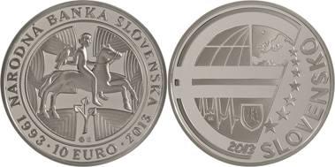 Slovakia / 10 euros / .900 silver / 34mm / 18g / Design: Kliment Mitura (obverse), Roman Lugár (reverse) / Mintage: 9,150 (proof), 4.100 (BU).