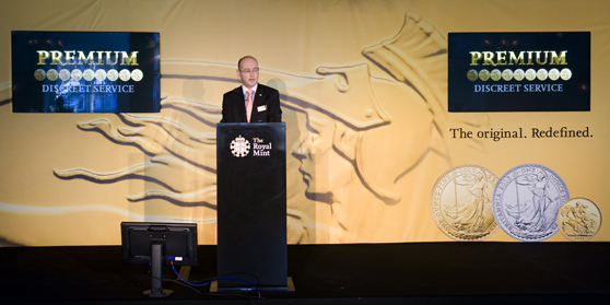 The Royal Mint's Director of Bullion and Commemorative Coin, Shane Bissett, announces the Mint's new bullion and bullion vault storage proposition at a reception in the Tower of London this week.