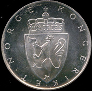 10-kroner coin 1964. Photo: www.skanfil.no.