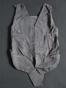 Clyde BP Vest (Bullet-Proof). This bullet-proof vest - never exhibited before in Britain - was found in the car in which Bonnie and Clyde were gunned down in 1934. The vest is punctured with bullet holes.