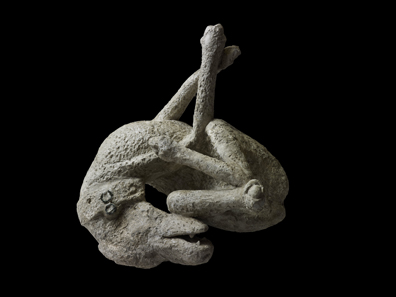Plaster cast of a dog. From the House of Orpheus, Pompeii, AD 79. Copyright Soprintendenza Speciale per i Beni Archeologici di Napoli e Pompei / Trustees of the British Museum.