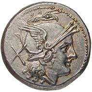 Roman Republic, denarius, silver (4.5 g), 211 BC