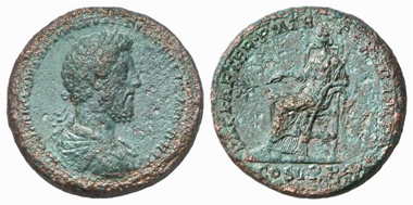 Roman bimetal medallion made of brace and copper. Struck in 189. Photo: Künker.