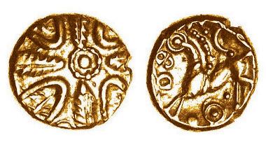 Hayling Wreath gold quarter stater, c.50-30 BC, ABC 815. The only other known example is plated.