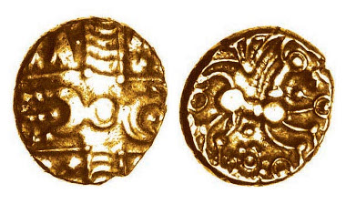 Basingstoke Wreath gold quarter stater, c.50-30 BC, ABC 827. Only one other recorded.