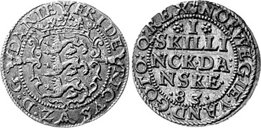 Denmark. 1 Skilling 1583. Silver. From auction sale Leipziger Münzhandlung und Auktion Heidrun Höhn 47 (2005), 572.