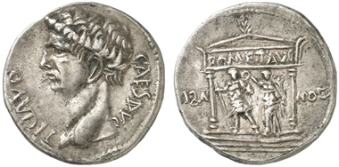 Pergamum. Claudius. Cistophor. Rev. Neocoria Temple of Augustus. Künker 226 (2013), 747.