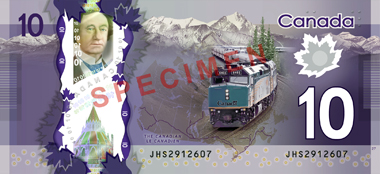 The new $10 polymer banknote. © Bank of Canada.