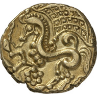Parisii (Celtic tribe in France, in the region of present-day Paris). Gold stater, End of the 2nd century BC. © MoneyMuseum, Zurich.