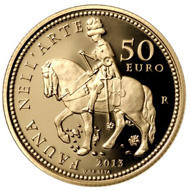 Italy / 50 euros / .900 gold / 16.129g / 28 mm. Mintage: 1,500.