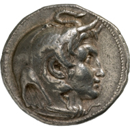 Ptolemy I, Satrap of Egypt (323-318 BC). Tetradrachm, Alexandria, around 320 BC. Head of Alexander the Great with royal band and Ammon's horn, elephant hood upon the head, and under the chin, the knotted aegis. Rev. Zeus enthroned, facing left, eagle upon the outstretched right hand. © MoneyMuseum, Zurich.