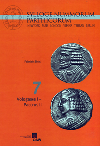 Fabrizio Sinisi, Sylloge Nummorum Parthicorum 7: Vologases I-Pacorus II. Verlag der Österreichischen Akademie der Wissenschaften, Vienna, 2012. 431 p. with bw images, 94 pl. 21.6 x 30.3cm. Hardcover. ISBN: 978-3-7001-7206-2. 129 euros.