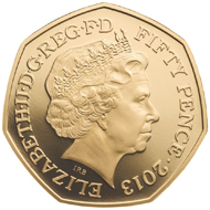 Benjamin Britten 50p in gold. © The Royal Mint.