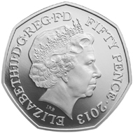 Benjamin Britten 50p in silver. © The Royal Mint.