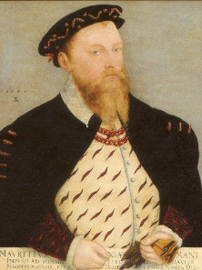 Lucas Cranach the Younger, Detail of Maurice, Elector of Saxony and his wife Agnes, 1559.